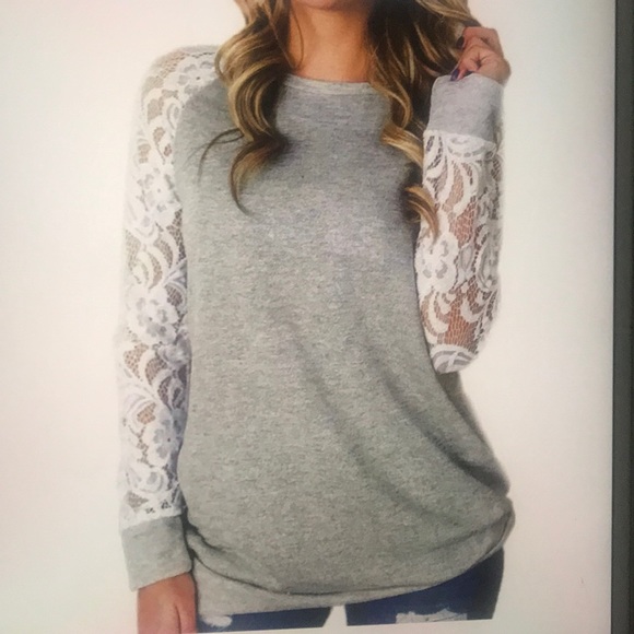 Tops - Lace Sleeve T-Shirt
